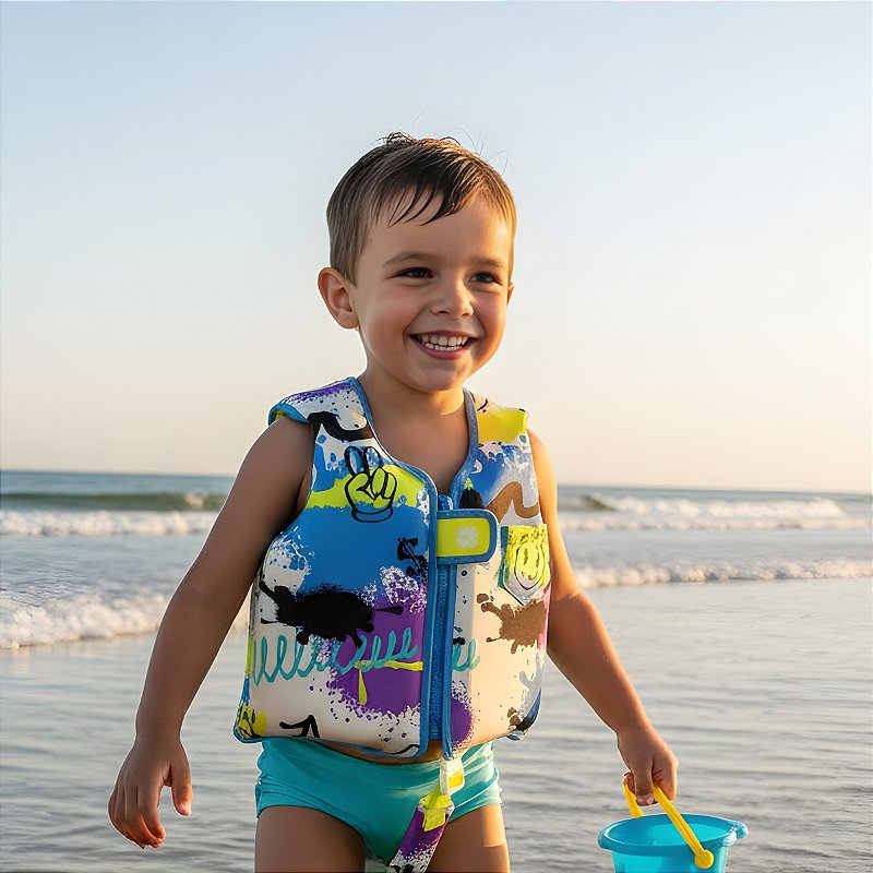 Colete Flutuador Infantil Neon Artístico M (11-19 Kg) - Marcus & Marcus