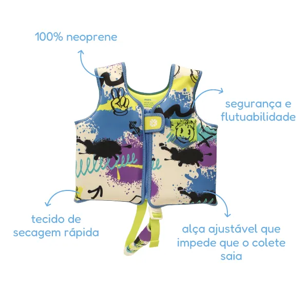 Colete Flutuador Infantil Neon Artístico G (19-30 Kg) - Marcus & Marcus