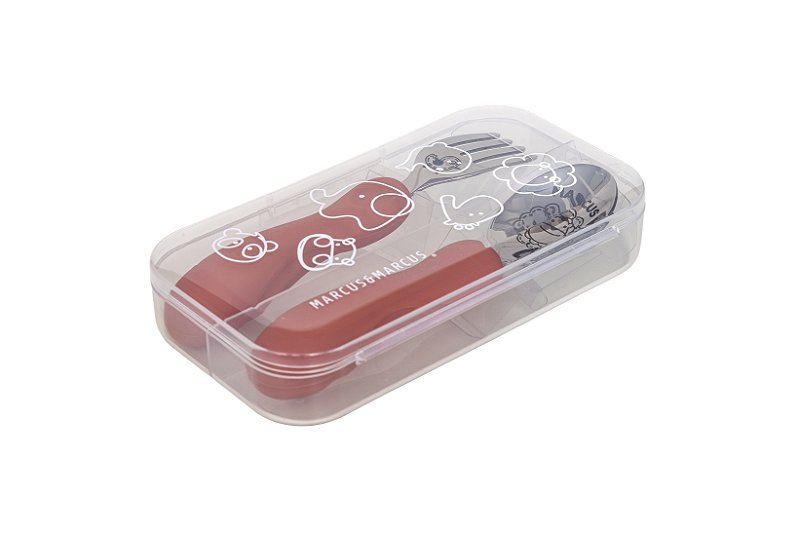 Jogo de Colher e Garfo Anatômico Coral com Case - Marcus & Marcus