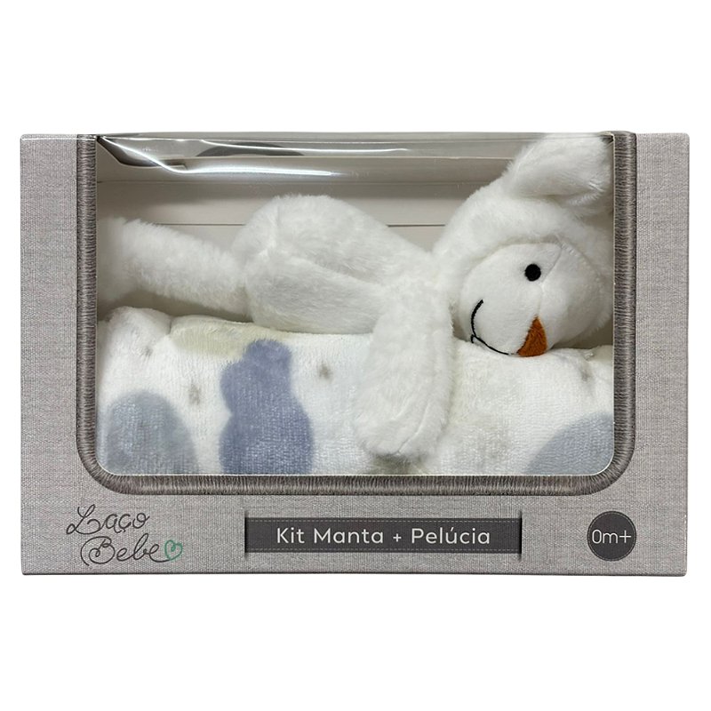 Kit Manta e Pelúcia Laço Bebê Lua Azul e Ovelha - Laço Bebê