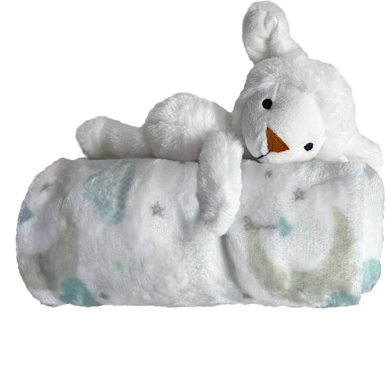 Kit Manta e Pelúcia Laço Bebê Lua Verde e Ovelha - Laço Bebê