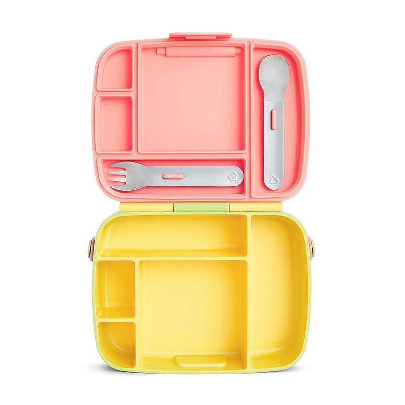 Baby Open Box - Lancheira Bento Box com Talheres Amarelo/Verde/Rosa - Munchkin