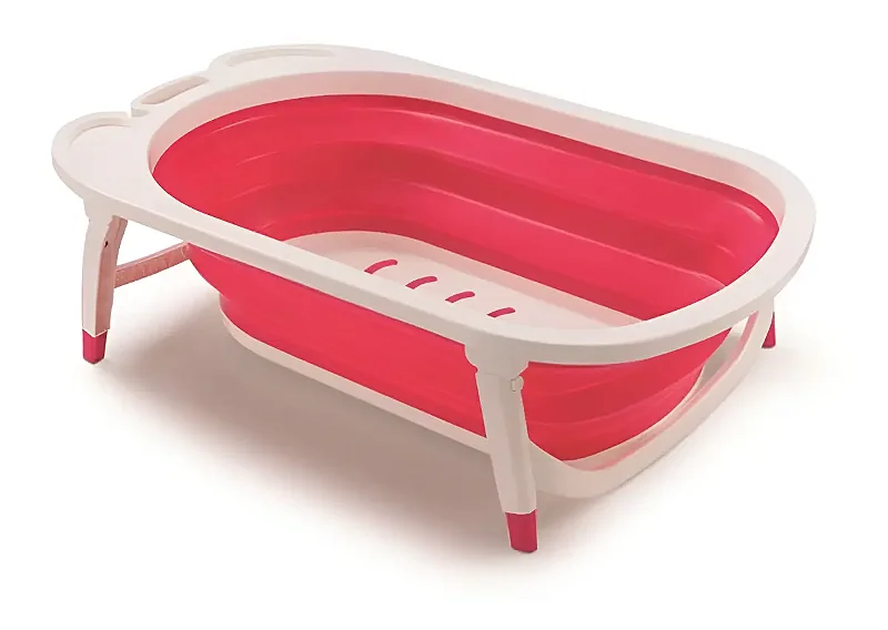 Banheira Dobrável Weego Flexibath Rosa – Compacta, Portátil e Segura para Bebês