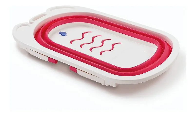 Banheira Dobrável Weego Flexibath Rosa – Compacta, Portátil e Segura para Bebês