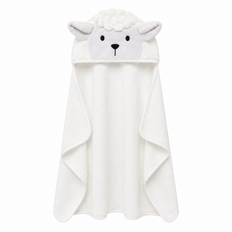 Toalha de Banho com Capuz Comfort Power Sec Ovelha Branco - Laço Bebê