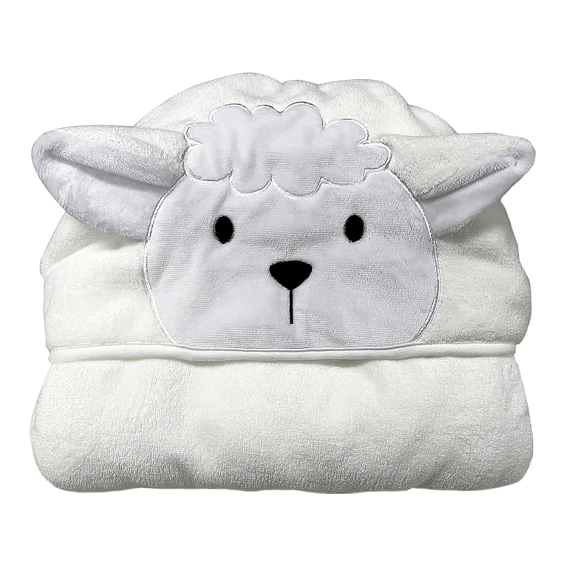 Toalha de Banho com Capuz Comfort Power Sec Ovelha Branco - Laço Bebê
