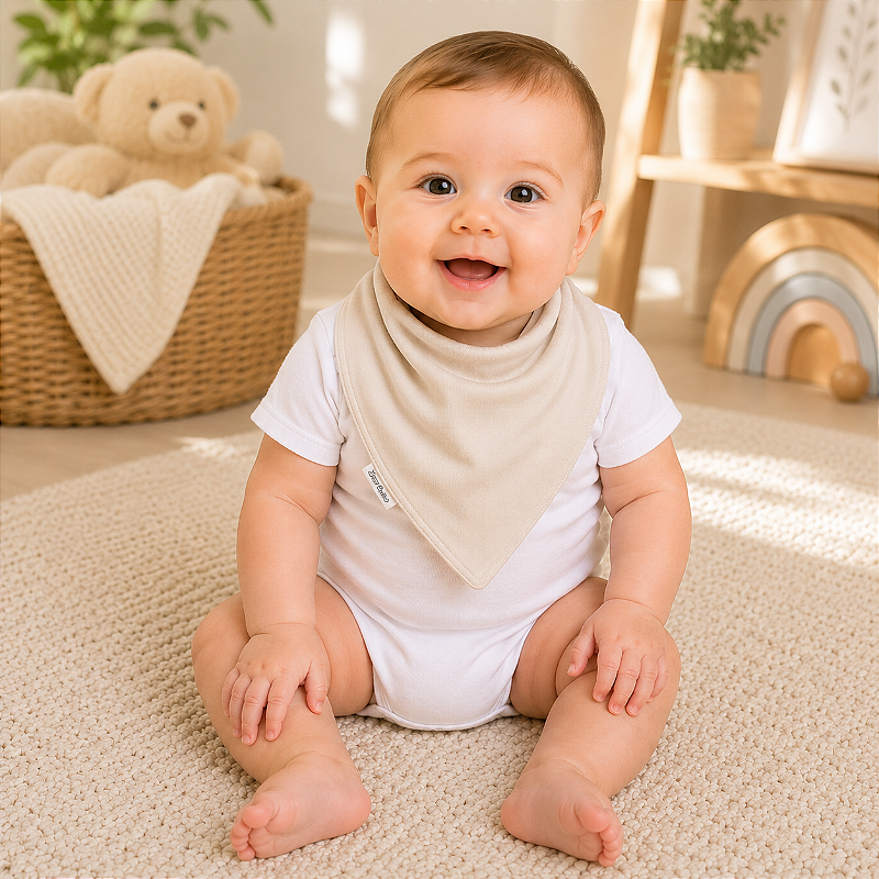 Babador Bandana Bamboo Laço Bebê - Bege