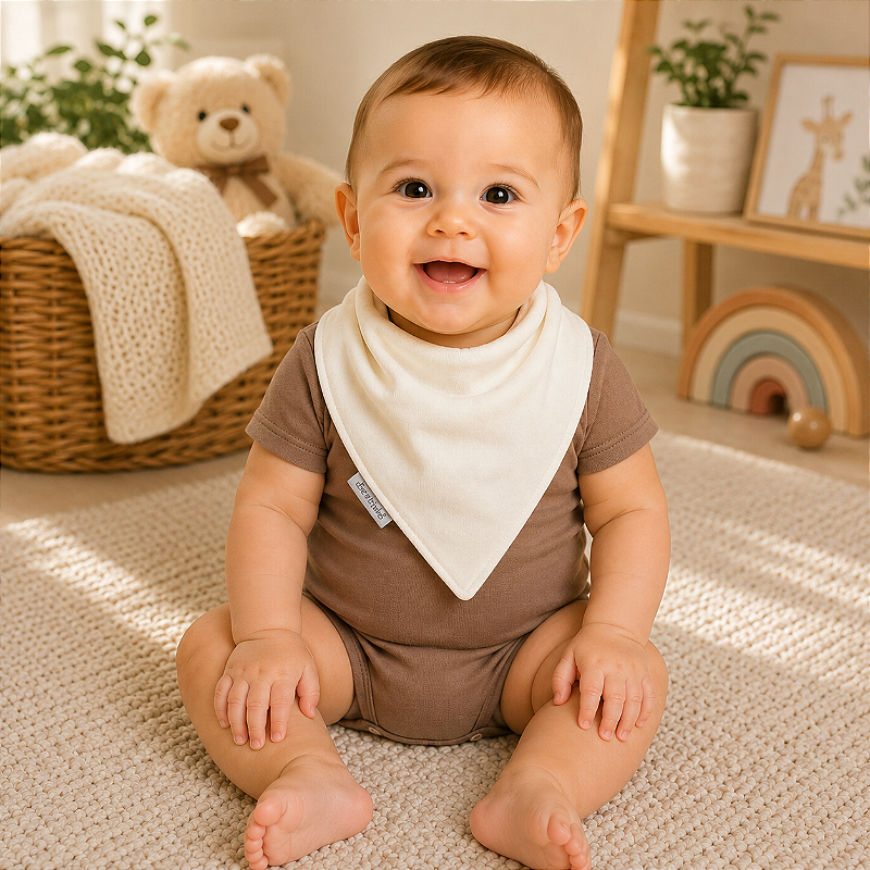 Babador Bandana Bamboo Laço Bebê - Off White