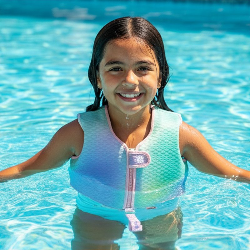 Baby Open Box - Colete Flutuador Infantil Gatinha Sereia GG (30-40 Kg) - Marckids