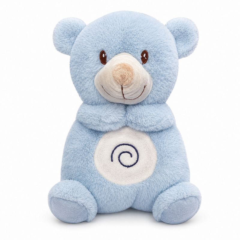 Minha Primeira Pelúcia Musical Laço Bebê com Luz e Respiração Urso Azul