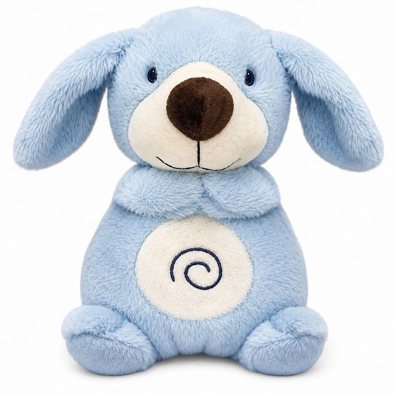 Minha Primeira Pelúcia Musical Laço Bebê com Luz e Respiração Cachorro Azul