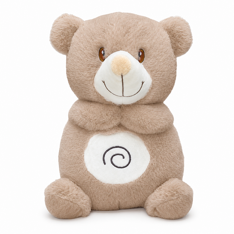 Minha Primeira Pelúcia Musical Laço Bebê com Luz e Respiração Urso Bege
