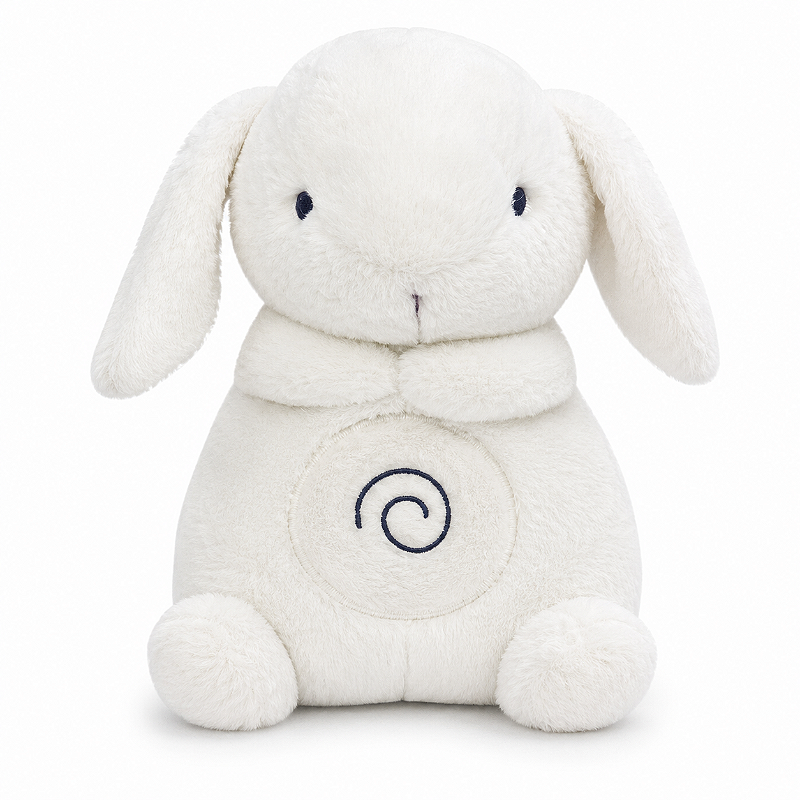 Minha Primeira Pelúcia Musical Laço Bebê com Luz e Respiração Coelho Branco