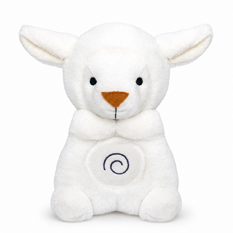 Minha Primeira Pelúcia Musical Laço Bebê com Luz e Respiração Ovelha Branco