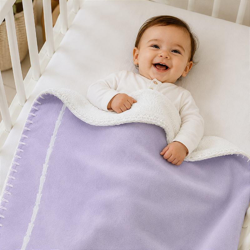 Manta para Bebê Velvet Moon Frame 0,90 x 1,10 Lilás Laço Bebê