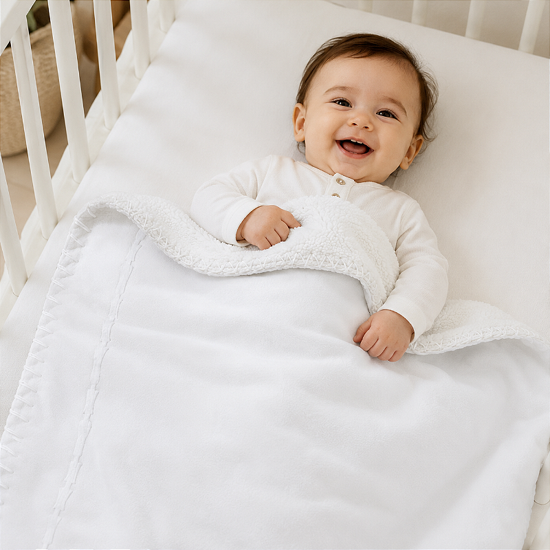 Manta para Bebê Velvet Moon Frame 0,90 x 1,10 Branco Laço Bebê