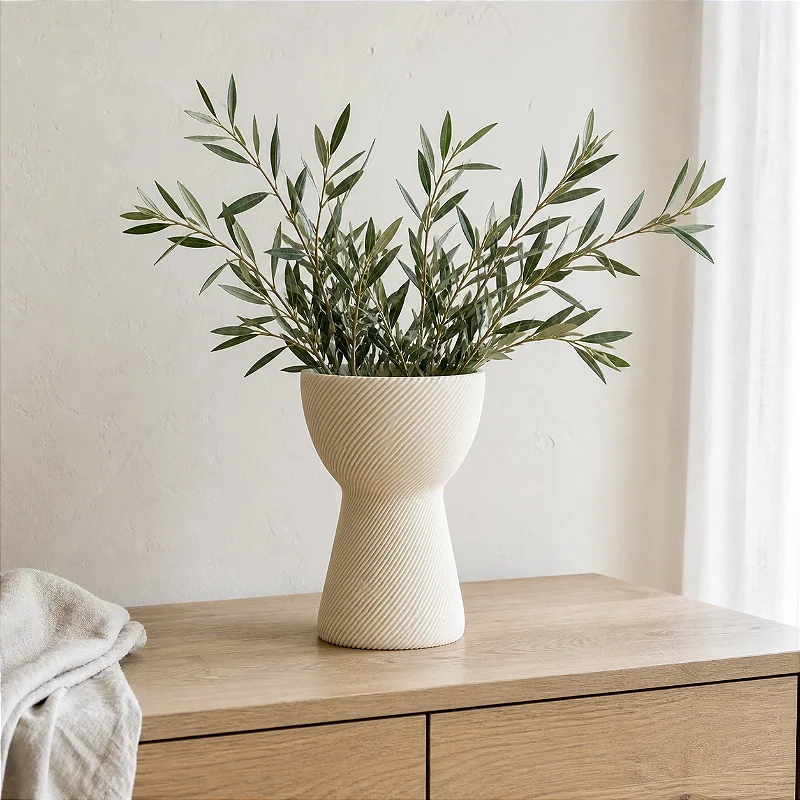 Vaso Ampulheta com Frisos Espirais Criandê