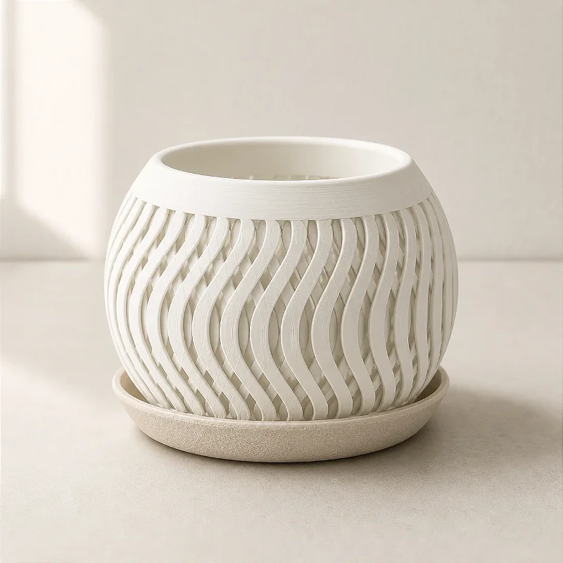 Vaso Ondulado Raffaella com Prato Coletor Criandê