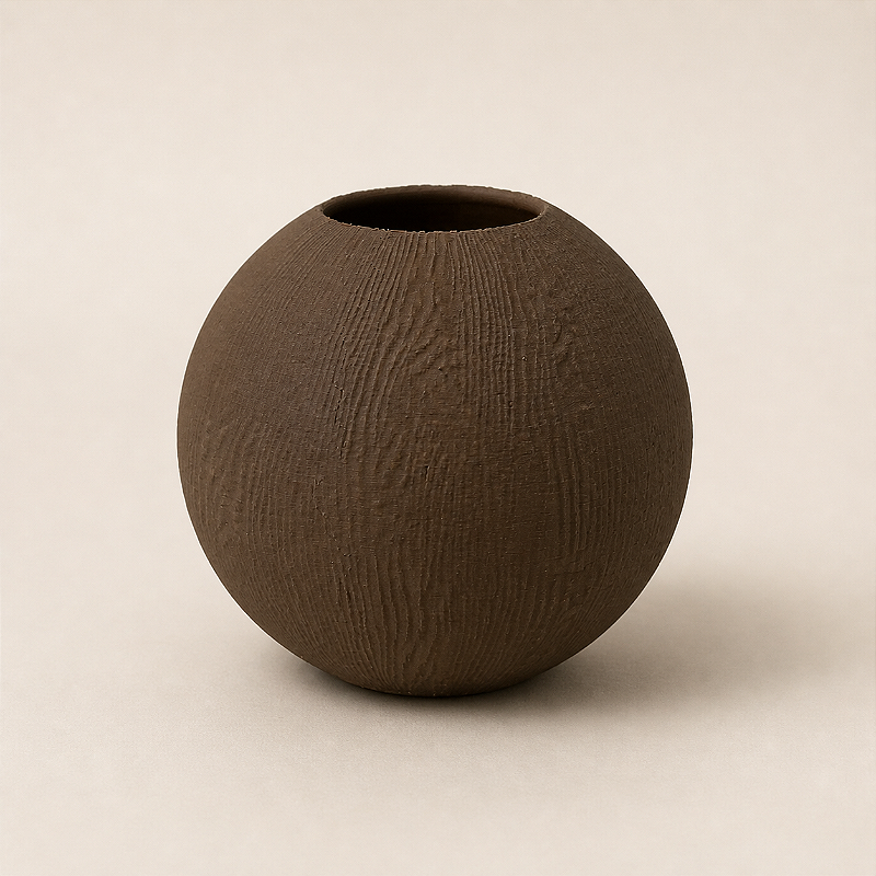 Vaso Esfera Efeito Madeira Criandê