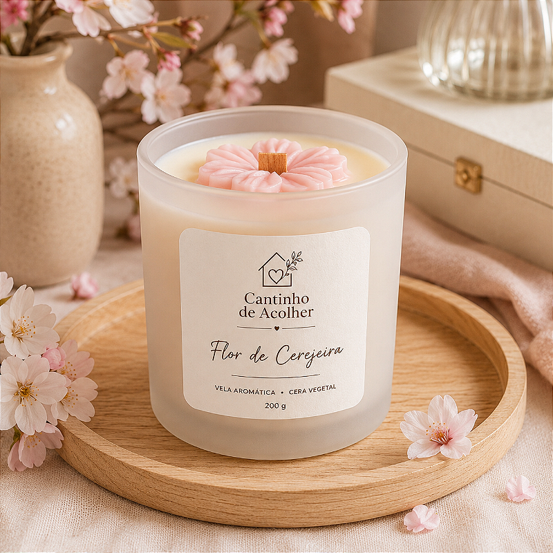 Vela Aromática Flor de Cerejeira 200g Cantinho de Acolher - Criandê