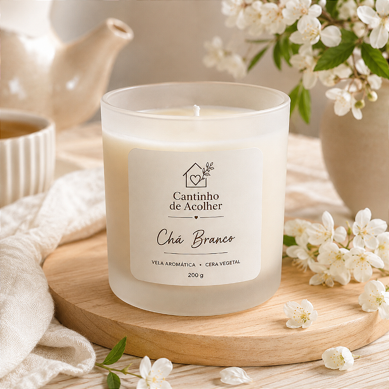 Vela Aromática Chá Branco 200g Cantinho de Acolher - Criandê