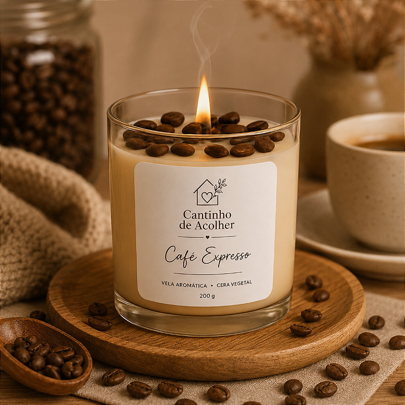Vela Aromática Café Expresso 200g Cantinho de Acolher - Criandê