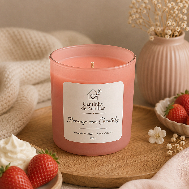 Vela Aromática Morango com Chantilly 200g Cantinho de Acolher - Criandê