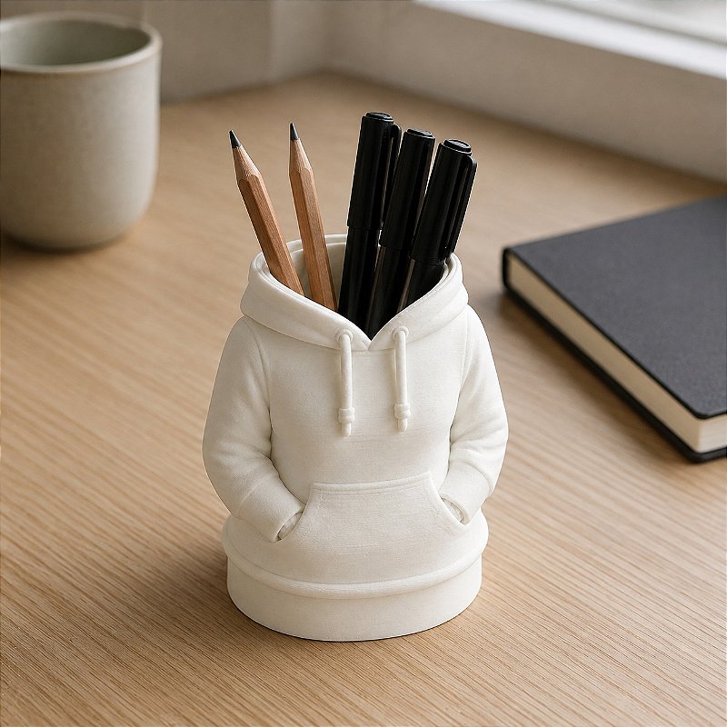 Porta-Canetas Moletom Feminino Criandê Branco