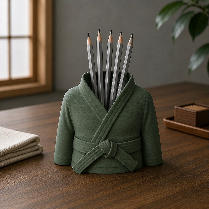 Porta-Canetas Kimono de Karatê Faixa Preta Criandê Verde