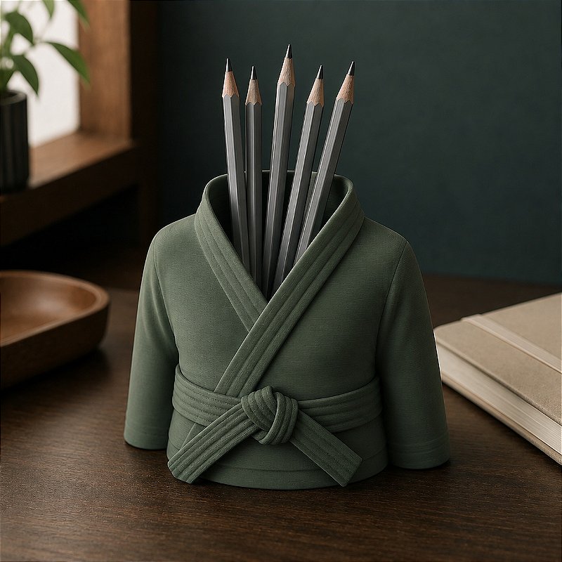 Porta-Canetas Kimono de Karatê Faixa Preta Criandê Verde