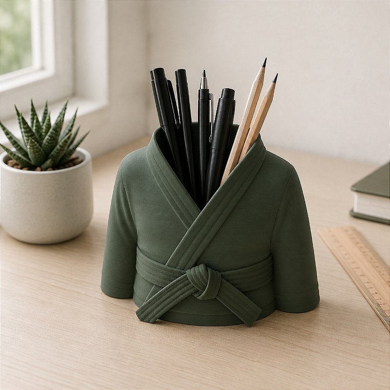 Porta-Canetas Kimono de Karatê Faixa Preta Criandê Verde
