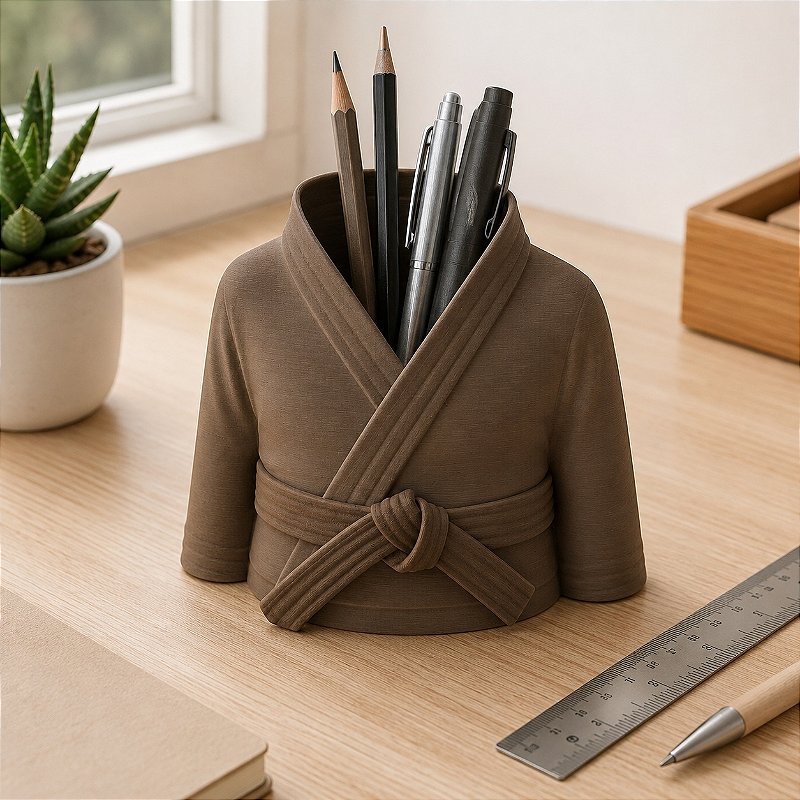 Porta-Canetas Kimono de Karatê Faixa Preta Criandê Wood
