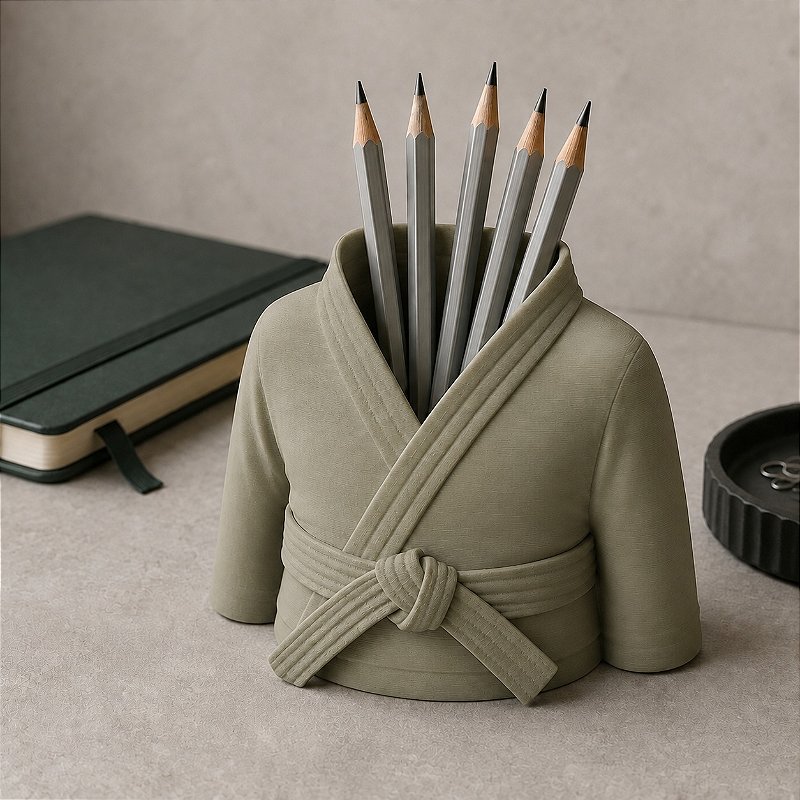 Porta-Canetas Kimono de Karatê Faixa Preta Criandê Wood Gold