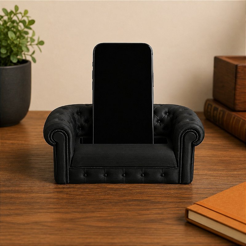 Suporte de Celular Sofá Chesterfield Criandê Preto