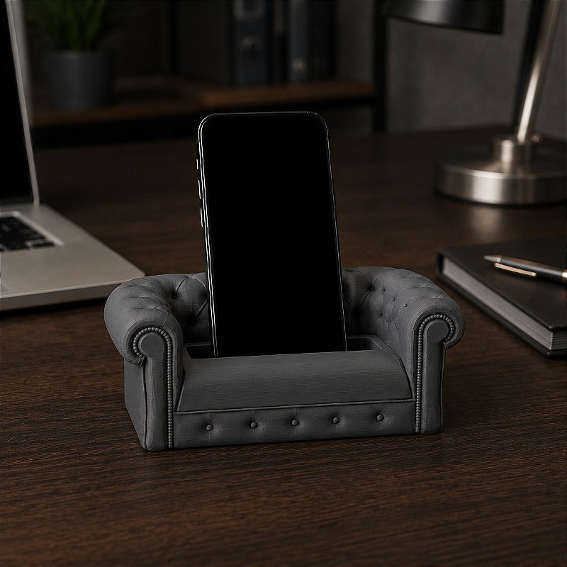 Suporte de Celular Sofá Chesterfield Criandê Cinza