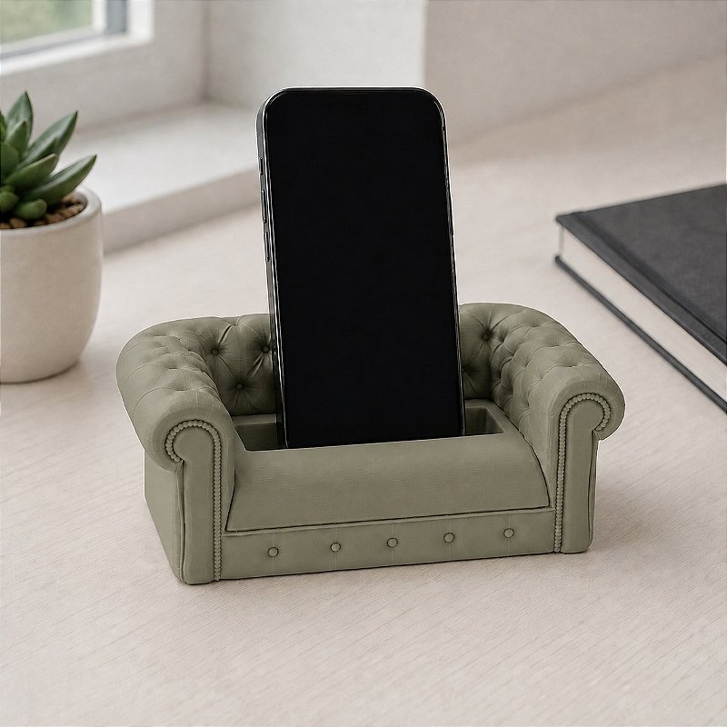 Suporte de Celular Sofá Chesterfield Criandê Wood Gold