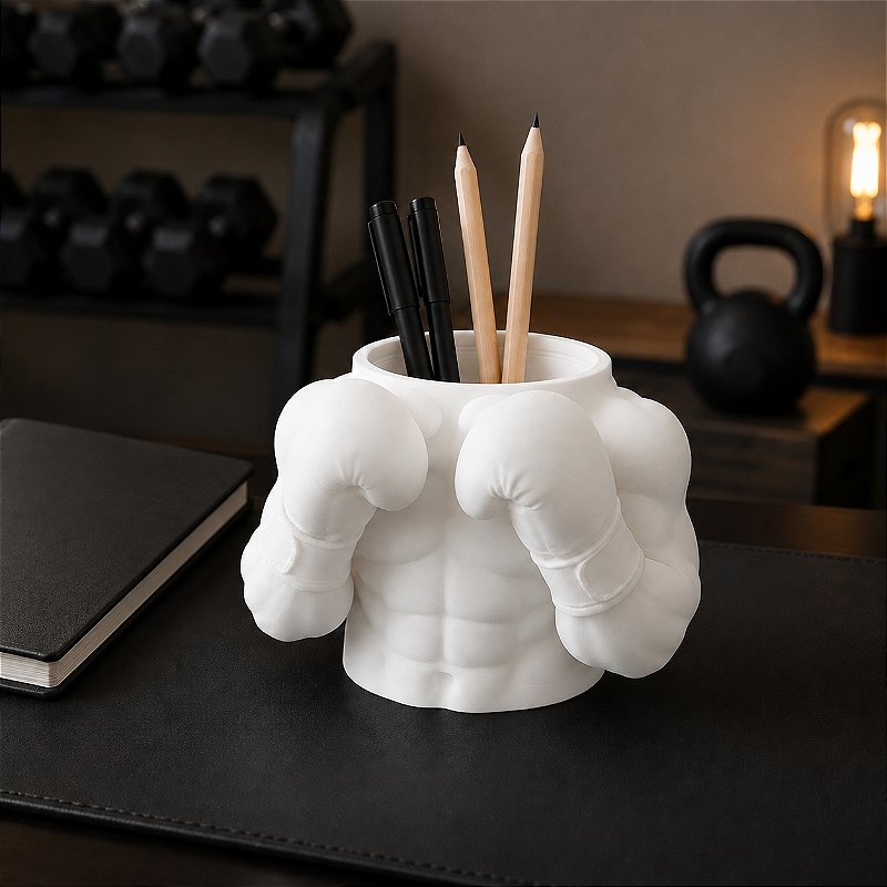 Porta-Canetas Busto de Boxeador Criandê Branco