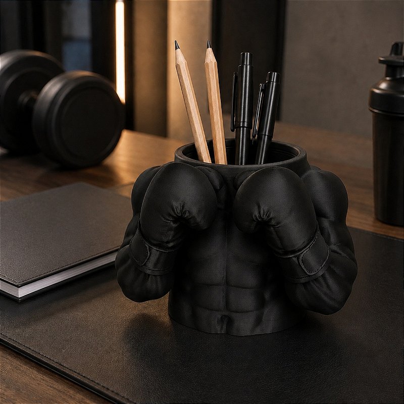 Porta-Canetas Busto de Boxeador Criandê Preto