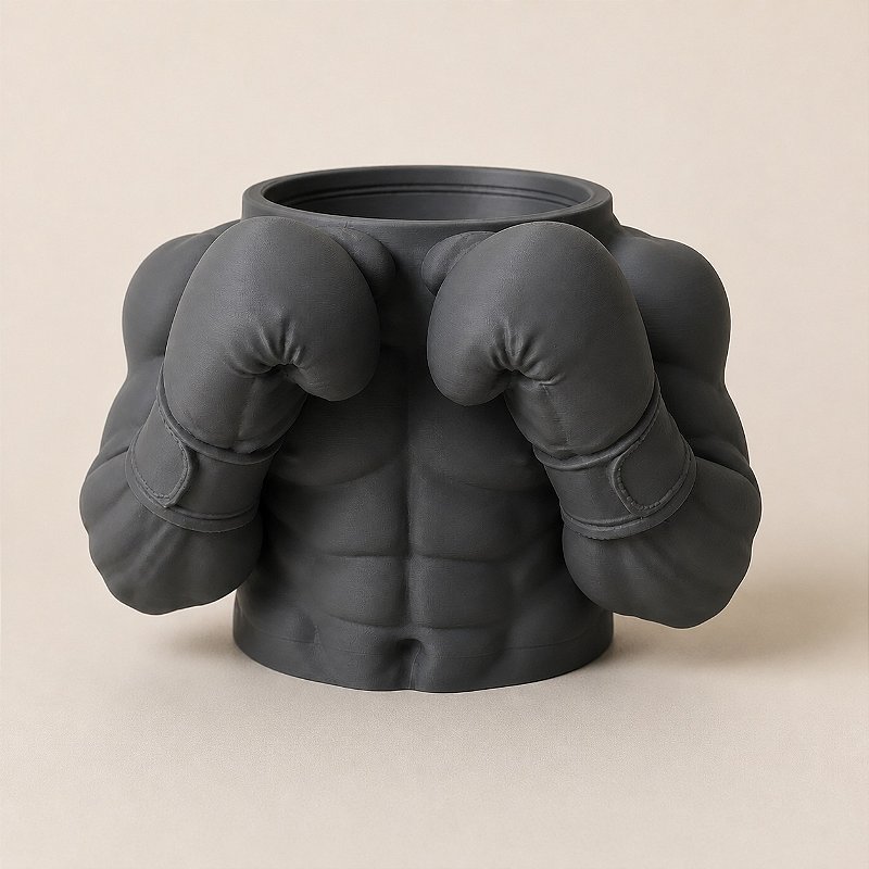 Porta-Canetas Busto de Boxeador Criandê Cinza