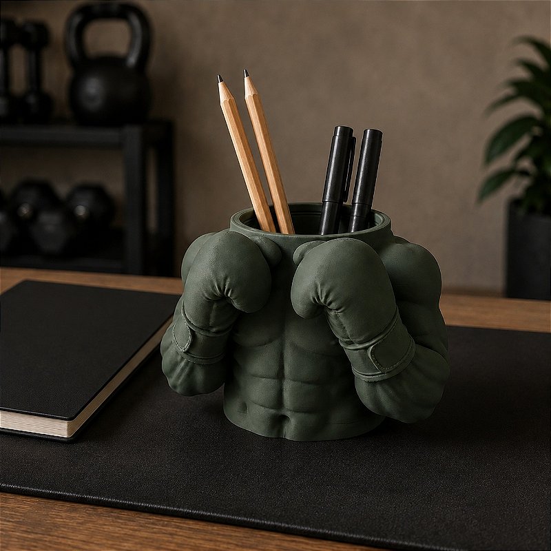 Porta-Canetas Busto de Boxeador Criandê Verde