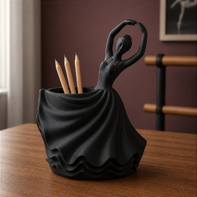 Porta-Canetas Bailarina Clássica Criandê Preto