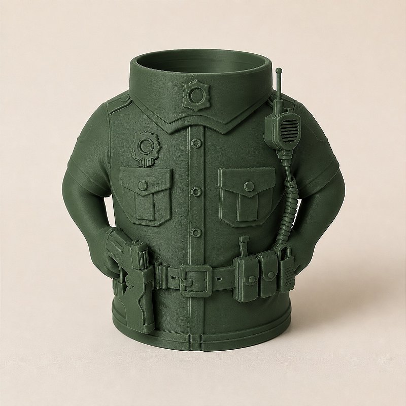 Porta-Canetas Policial em Uniforme Criandê Verde