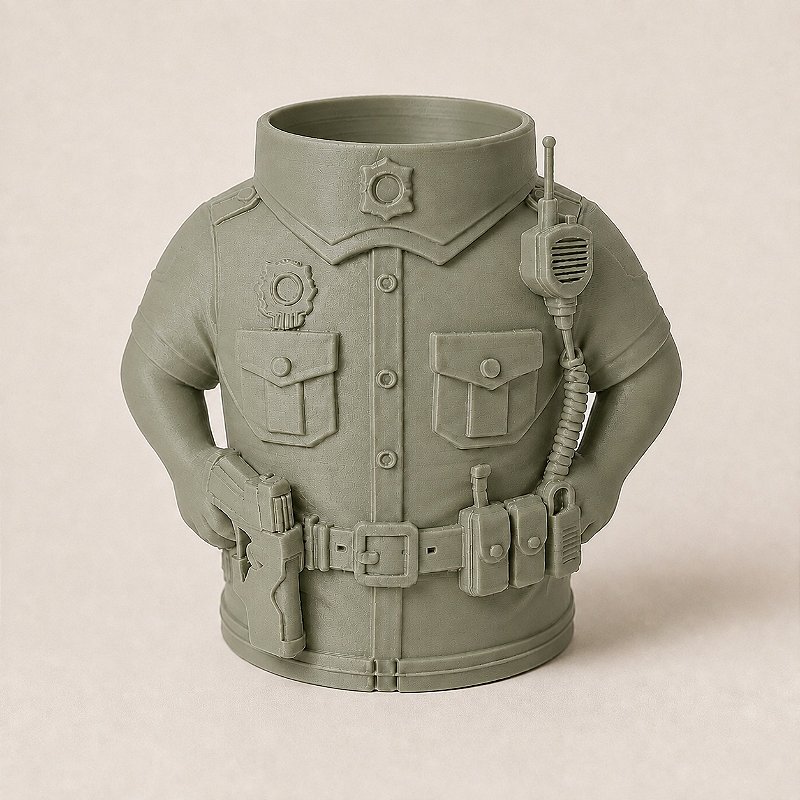 Porta-Canetas Policial em Uniforme Criandê Wood Gold