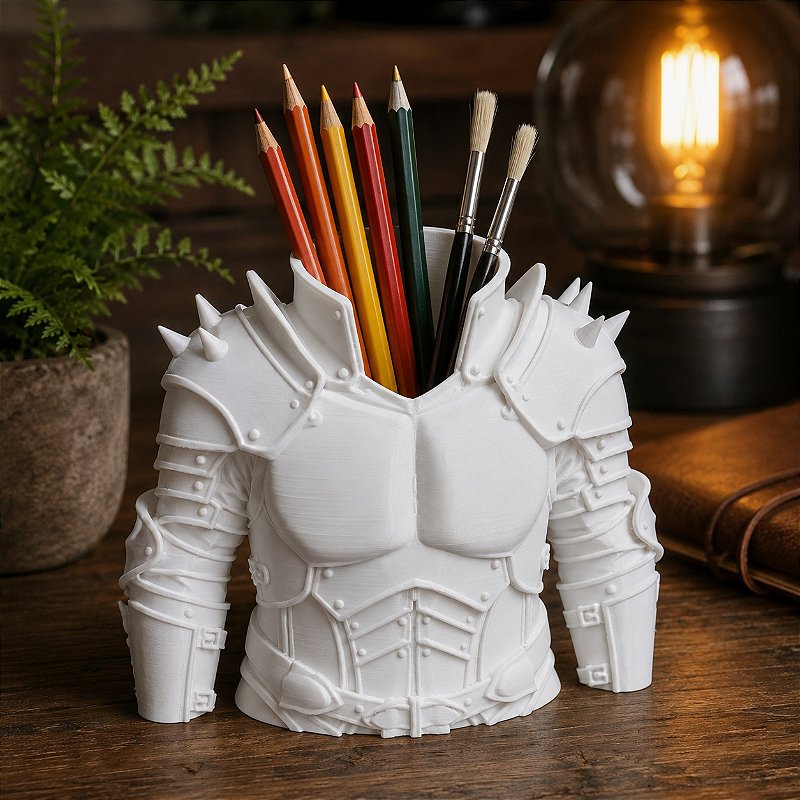 Porta-Canetas Guerreiro de Aço Criandê Branco