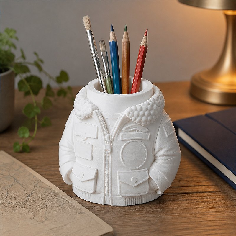Porta-Canetas Jaqueta de Aviador Criandê Branco