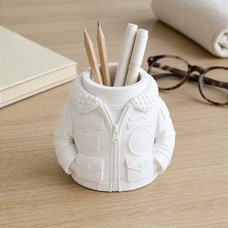 Porta-Canetas Jaqueta de Aviador Criandê Branco