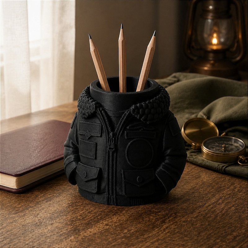 Porta-Canetas Jaqueta de Aviador Criandê Preto