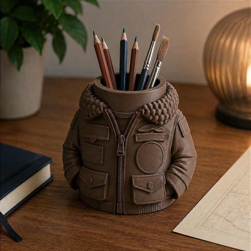Porta-Canetas Jaqueta de Aviador Criandê Wood