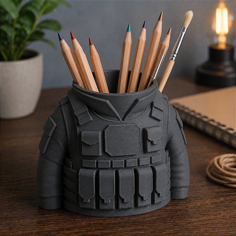 Porta-Canetas Colete Tático Militar Criandê Cinza