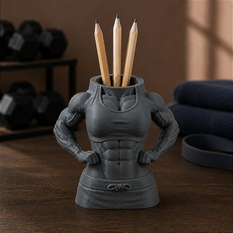 Porta-Canetas Corpo Fitness Feminino Criandê Cinza